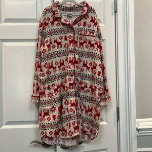 Hanna Anderson Angel Deer Holiday Christmas Flannel Pajama Shirt dress